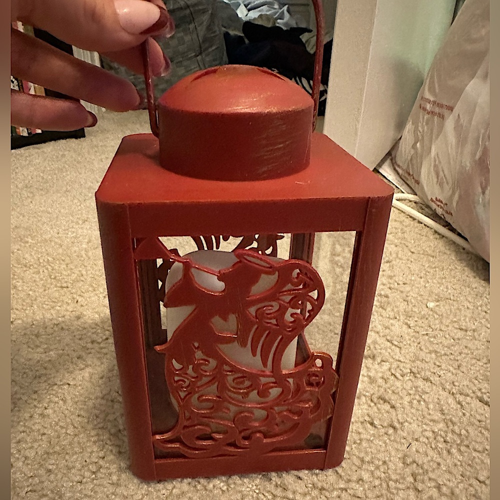 Never used distressed red & gold battery operated candle